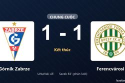 Thống k&ecirc; trận đấu G&oacute;rnik Zabrze 1-1 Ferencv&aacute;rosi: Hai đội chia điểm
