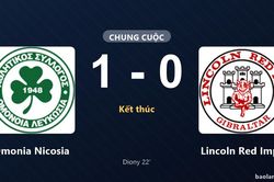 Thống k&ecirc; trận đấu Omonia Nicosia 1-0 Lincoln Red Imps: Lo&iuml;s Diony tỏa s&aacute;ng, Omonia Nicosia gi&agrave;nh trọn 3 điểm