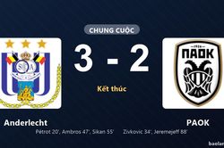Thống kê trận đấu Anderlecht 3-2 PAOK: Danylo Sikan tỏa sáng, Anderlecht giành trọn 3 điểm
