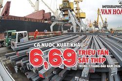 Xuất khẩu sắt thép đạt 6,69 triệu tấn, thu 4,54 tỉ USD sau 7 tháng