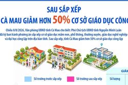 Sau sắp xếp, tỉnh Cà Mau giảm hơn 50% cơ sở giáo dục công lập