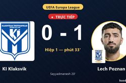 TRỰC TIẾPTrực tiếp KI Klaksvik vs Lech Poznan: Hiệp 2 bắt đầu, Lech Poznan dẫn 1-0