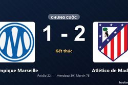 Thống kê trận đấu Olympique Marseille 1-2 Atlético de Madrid: Atlético de Madrid ngược dòng ngoạn mục