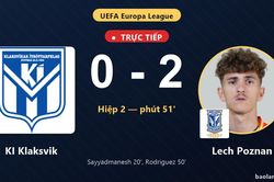 TRỰC TIẾPTrực tiếp KI Klaksvik vs Lech Poznan: Lech Poznan nhân đôi cách biệt