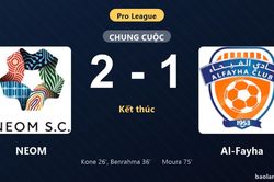 Thống kê trận đấu NEOM 2-1 Al-Fayha: S. Benrahma tỏa sáng, NEOM giành trọn 3 điểm