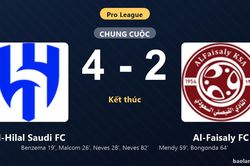 Thống k&ecirc; trận đấu Al-Hilal Saudi FC 4-2 Al-Faisaly FC: R. Neves tỏa s&aacute;ng, Al-Hilal Saudi FC gi&agrave;nh trọn 3 điểm