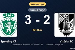 Thống kê trận đấu Sporting CP 3-2 Vitória SC: S. Altimira tỏa sáng, Sporting CP giành trọn 3 điểm