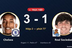 TRỰC TIẾPTrực tiếp Chelsea vs Real Sociedad: Chelsea nới rộng c&aacute;ch biệt 3-1