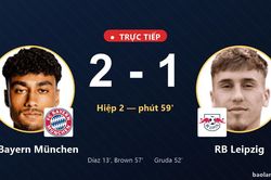 TRỰC TIẾPTrực tiếp FC Bayern M&uuml;nchen vs RB Leipzig: FC Bayern M&uuml;nchen vượt l&ecirc;n dẫn trước