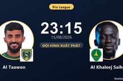 TRỰC TIẾPTrực tiếp Al Taawon vs Al Khaleej Saihat: Đội h&igrave;nh xuất ph&aacute;t