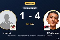 AZ Alkmaar v&ugrave;i dập Utrecht 4-1, vươn l&ecirc;n top 4 giải Eredivisie
