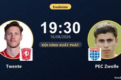 TRỰC TIẾPTrực tiếp Twente vs PEC Zwolle: Đội h&igrave;nh xuất ph&aacute;t