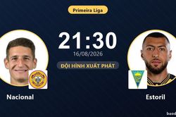 TRỰC TIẾPTrực tiếp Nacional vs Estoril: Đội h&igrave;nh xuất ph&aacute;t