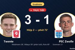 TRỰC TIẾPTrực tiếp Twente vs PEC Zwolle: Twente nới rộng c&aacute;ch biệt 3-1