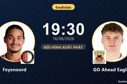 TRỰC TIẾPTrực tiếp Feyenoord vs GO Ahead Eagles: Đội h&igrave;nh xuất ph&aacute;t