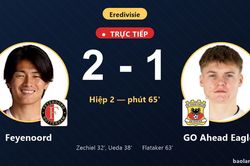 TRỰC TIẾPTrực tiếp Feyenoord vs GO Ahead Eagles: GO Ahead Eagles r&uacute;t ngắn c&aacute;ch biệt 2-1
