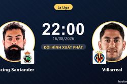 TRỰC TIẾPTrực tiếp Racing Santander vs Villarreal: Đội h&igrave;nh xuất ph&aacute;t