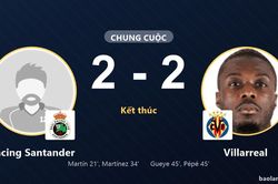 Hòa kịch tính 2-2, Racing Santander và Villarreal chia nhau các vị trí thứ 3 và 4