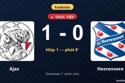 TRỰC TIẾPTrực tiếp Ajax vs Heerenveen: Ajax mở tỷ số