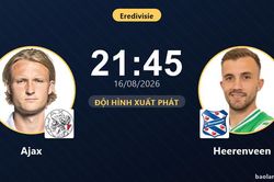 TRỰC TIẾPTrực tiếp Ajax vs Heerenveen: Đội h&igrave;nh xuất ph&aacute;t