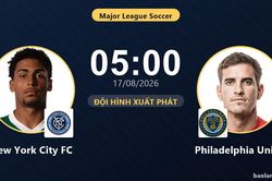 TRỰC TIẾPTrực tiếp New York City FC vs Philadelphia Union: Đội h&igrave;nh xuất ph&aacute;t