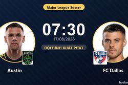 TRỰC TIẾPTrực tiếp Austin vs FC Dallas: Đội h&igrave;nh xuất ph&aacute;t