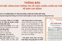 Công ty CP Kiểm định Tư vấn và Huấn luyện An toàn Việt Nam thông báo đủ điều kiện huấn luyện ATVSLĐ