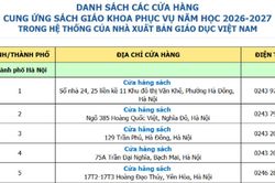 Danh sách các cửa hàng cung ứng sách giáo khoa trong hệ thống của Nhà xuất bản Giáo dục Việt Nam