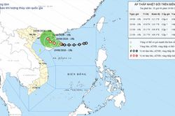 Áp thấp nhiệt đới hướng về đất liền phía Bắc đảo Hải Nam (Trung Quốc)