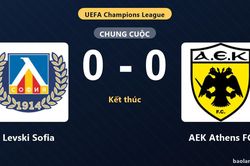 Thống kê trận đấu Levski Sofia 0-0 AEK Athens FC: Trận hòa không bàn thắng