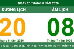 Lịch Âm Dương ngày 20/08/2026: Chi tiết giờ hoàng đạo, tuổi xung và hướng xuất hành cát lợi