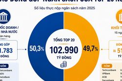 Top 20 ng&acirc;n h&agrave;ng nộp ng&acirc;n s&aacute;ch gần 103.000 tỷ đồng