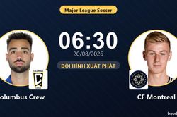 TRỰC TIẾPTrực tiếp Columbus Crew vs CF Montreal: Đội h&igrave;nh xuất ph&aacute;t