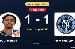 TRỰC TIẾPTrực tiếp FC Cincinnati vs New York City FC: New York City FC gỡ h&ograve;a 1-1
