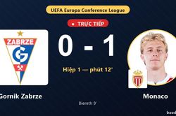 TRỰC TIẾPTrực tiếp Gornik Zabrze vs Monaco: Hết hiệp 1, Monaco dẫn 1-0
