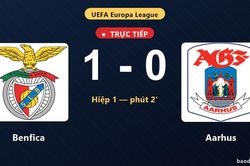TRỰC TIẾPTrực tiếp Benfica vs Aarhus: Benfica mở tỷ số