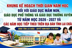 Khung kế hoạch thời gian năm học đối với giáo dục mầm non, giáo dục phổ thông và giáo dục thường xuyên từ năm học 2026 - 2027 và các năm học tiếp theo trên địa bàn tỉnh Lai Châu