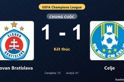 Thống kê trận đấu Slovan Bratislava 1-1 Celje: Hai đội chia điểm