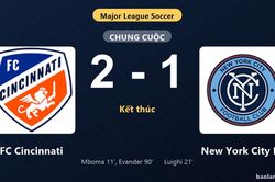 Thống kê trận đấu FC Cincinnati 2-1 New York City FC: Evander tỏa sáng, FC Cincinnati giành trọn 3 điểm
