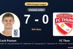 Lech Poznan hủy diệt FC Thun để đi tiếp, đối thủ bị loại