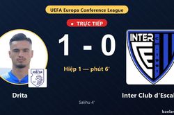 TRỰC TIẾPTrực tiếp Drita vs Inter Club d'Escaldes: Drita mở tỷ số