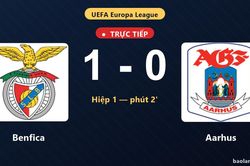 TRỰC TIẾPTrực tiếp Benfica vs Aarhus: Benfica mở tỷ số