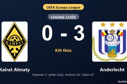 Thống kê trận đấu Kairat Almaty 0-3 Anderlecht: D. Sikan tỏa sáng, Anderlecht giành chiến thắng, đi tiếp