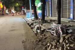 Phố Thái Thịnh: Thi công vỉa hè tiềm ẩn nguy hiểm