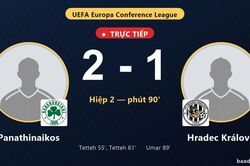 TRỰC TIẾPTrực tiếp Panathinaikos vs Hradec Kr&aacute;lov&eacute;: Hradec Kr&aacute;lov&eacute; r&uacute;t ngắn c&aacute;ch biệt 2-1