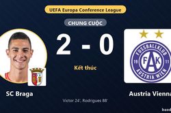 Hạ Austria Vienna 2-0, SC Braga đi tiếp, tiễn đối thủ rời Europa Conference League