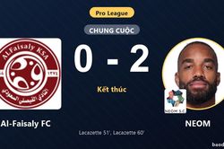 Hạ gục Al-Faisaly FC, NEOM vươn lên top 5 nhờ cú đúp của Lacazette