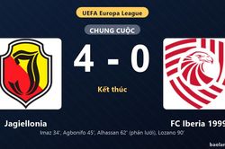 Thống kê trận đấu Jagiellonia 4-0 FC Iberia 1999: S. Lozano tỏa sáng, Jagiellonia giành chiến thắng, đi tiếp