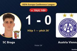 TRỰC TIẾPTrực tiếp SC Braga vs Austria Vienna: SC Braga mở tỷ số