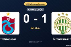 Thống k&ecirc; trận đấu Trabzonspor 0-1 Ferencvarosi TC: K. Zachariassen tỏa s&aacute;ng, Ferencvarosi TC gi&agrave;nh chiến thắng, đi tiếp